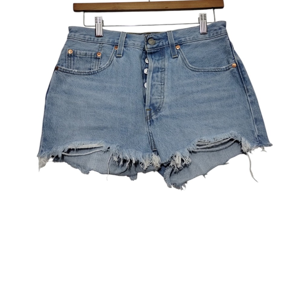 Levi's 501 Original Fit High Rise Jean Shorts Size 27 Button Fly Cut Off Denim